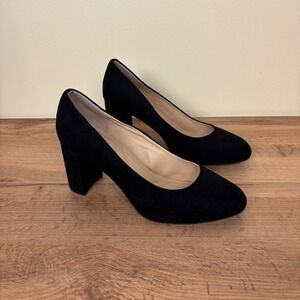 CL By Laundry Lofty Pumps Black Women Size 10 Wide Suede Comfort Cushion Office